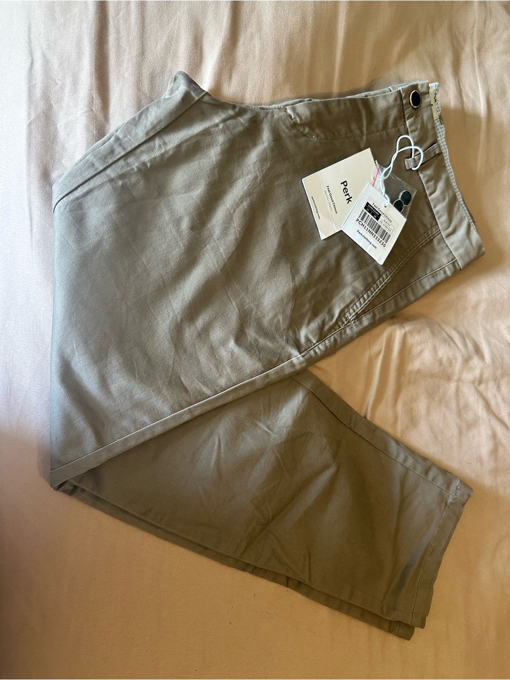 Perk Men's Straight Slim Fit 3% Stretch Chino Pants in Dark Khaki